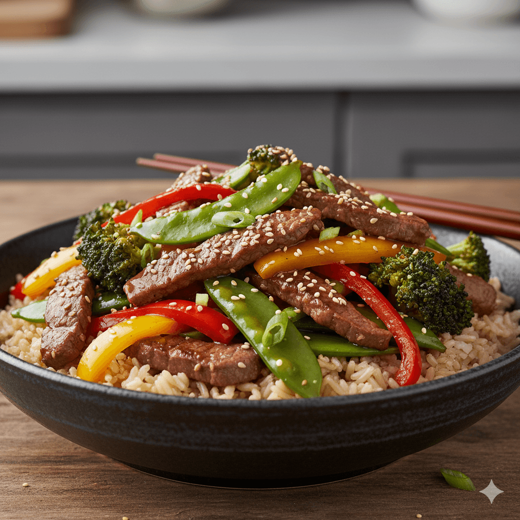 Beef and Vegetable Stir-Fry Bowl